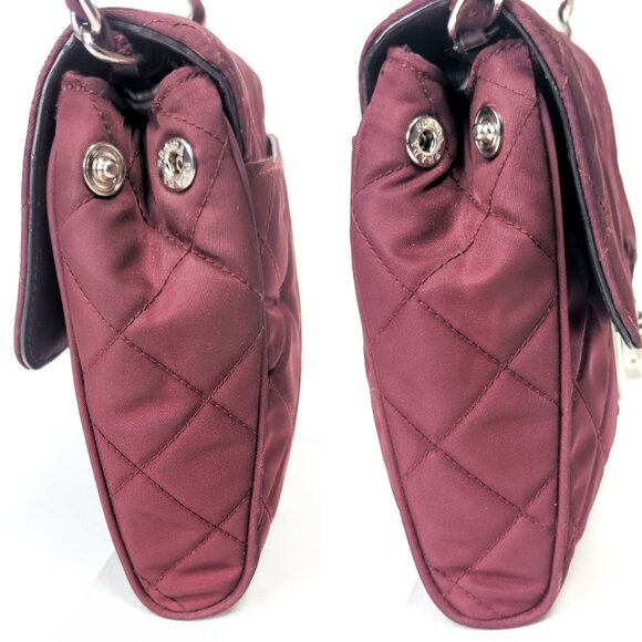 PRADA Impuntu Tessuto Quilted Nylon Chain Crossbody Bag Granato Shoulder Bag - Picture 6 of 16